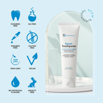 Fluoride-Free Neem Toothpaste w/Mint for Adults & Kids Pack of 3 by M3