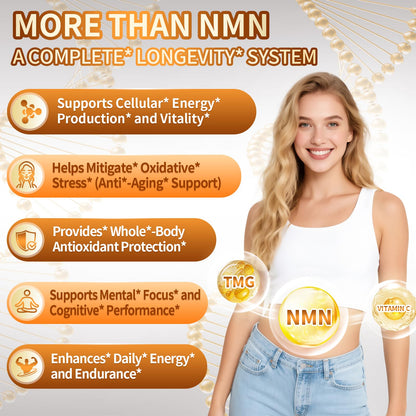 15-in-1 Liposomal NMN Supplement, 2000mg per* Serving*, 120 Day Supply, 99% Pure, NAD+ NMNH Alternative with Nicotinamide Mononucleotide, Resveratrol, TMG, CoQ10, Quercetin & Glutathione, 120 Capsules