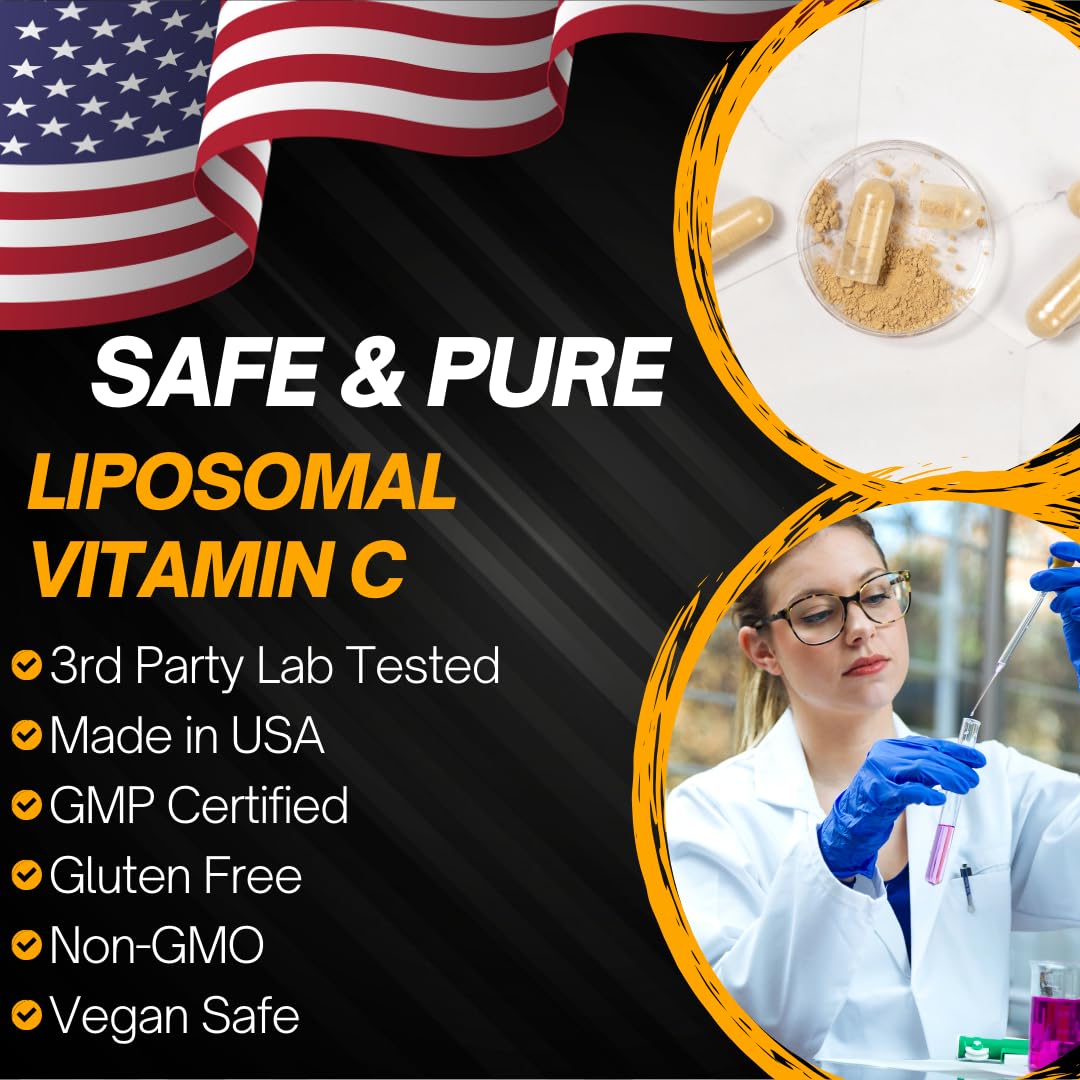 Advanced Bionetix Liposomal Vitamin C Supplement | LipoQuil-C™ Enhanced Absorption Technology | 120 Capsules 1000mg High Dose Fat Soluble Vita C | Immune Support Collagen Support