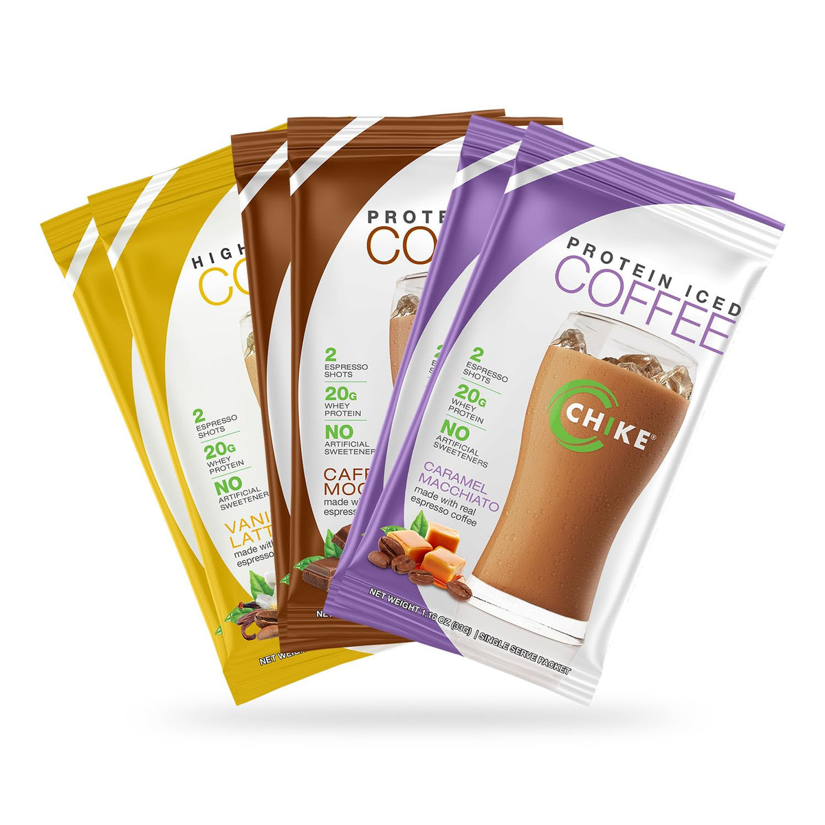 Chike High Protein Iced Coffee Naturally Sweetened Sampler Pack, 20 G Protein, 2 Shots 