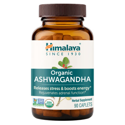 Himalaya USDA Organic Ashwagandha Root, 670 mg, 60 Day Supply, 60 Caplets