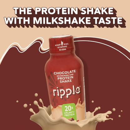 Ripple Vegan Protein Shake | Chocolate | 20g Nutritious Plant Based Pea Protein | Shelf
