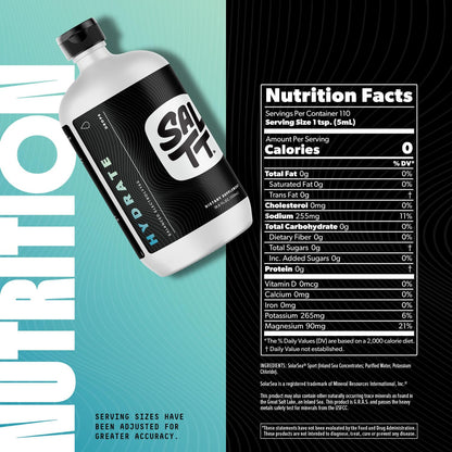 SALTT Hydrate Electrolyte Drops, Unflavored, Refill Size, 8.3 oz