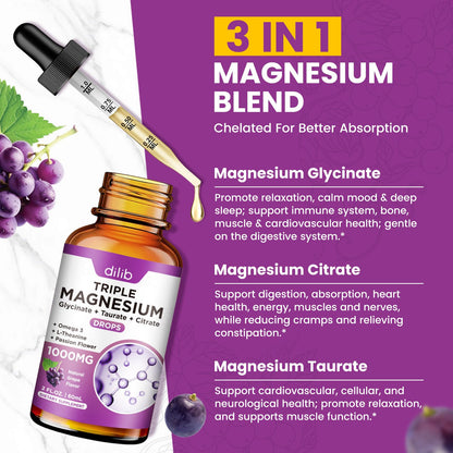 Magnesium Citrate Liquid Magnesium Drops Supplement 500mg-Support Stress Relief, Bone, Muscle, Mood, Sleep-2 Fl Oz, Vegan, Pineapple Flavor