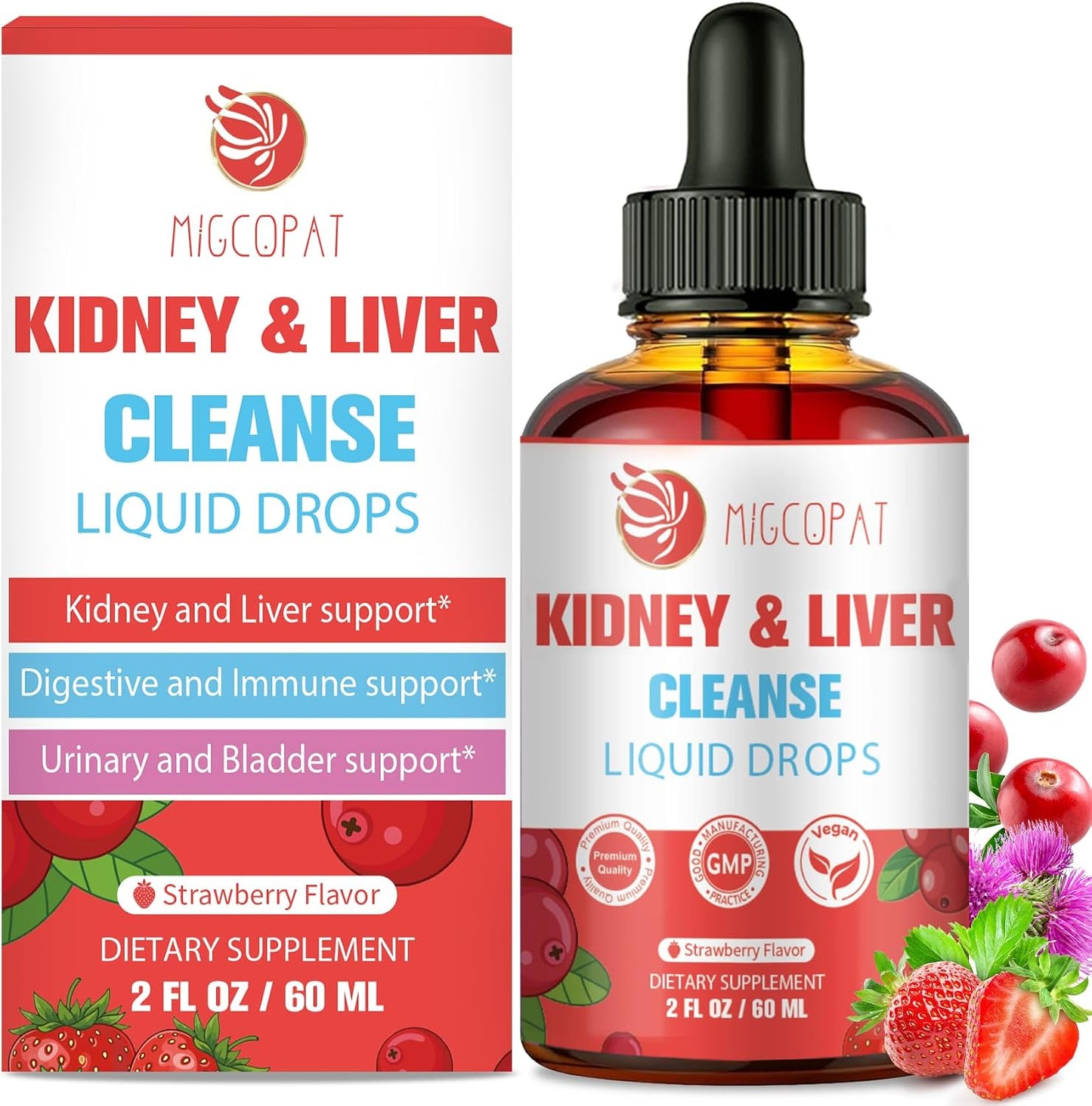 29-in-1 Kidney and Liver Cleanse Detox & Repair Drops, High Absorption Cranberry and Milk Thistle Supplement, Natural Herbal Daily Detox Support for Kidney, Liver, Urinary Tract, Bladder, 60ml