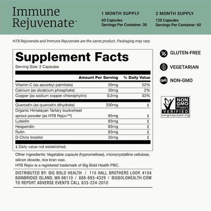 BIG BOLD HEALTH HTB Immune Rejuvenate - Himalayan Tartary Buckwheat - Polyphenols Supplement for Immune Support - Gluten Free, Dairy Free, Non-GMO Formula - 120 Vegetarian Capsules (2 Month Supply)