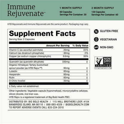 BIG BOLD HEALTH HTB Immune Rejuvenate - Himalayan Tartary Buckwheat - Polyphenols Supplement for Immune Support - Gluten Free, Dairy Free, Non-GMO Formula - 120 Vegetarian Capsules (2 Month Supply)