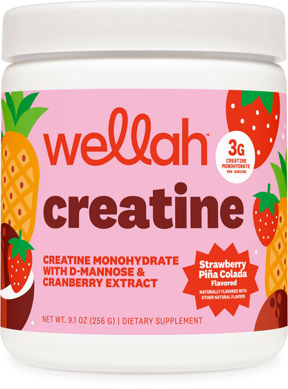 Wellah Creatine for Women - Creatine Monohydrate with Dandelion & Cranberry Extract (50 Servings, Strawberry Lemonade) | Creatine Monohydrate with Dandelion & Cranberry Extract