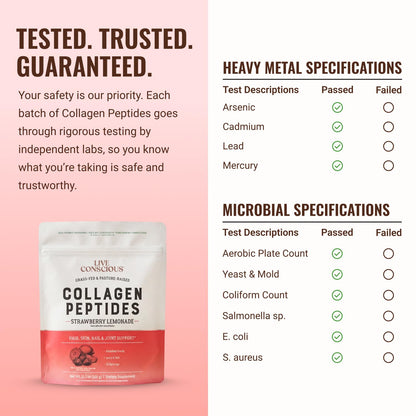 Live Conscious Collagen Peptides Powder - Naturally-Sourced Hydrolyzed Collagen Powder - Hair, Skin, Nail, and Joint Support - Type I & III Grass-Fed Collagen Supplements for Women and Men - 16oz