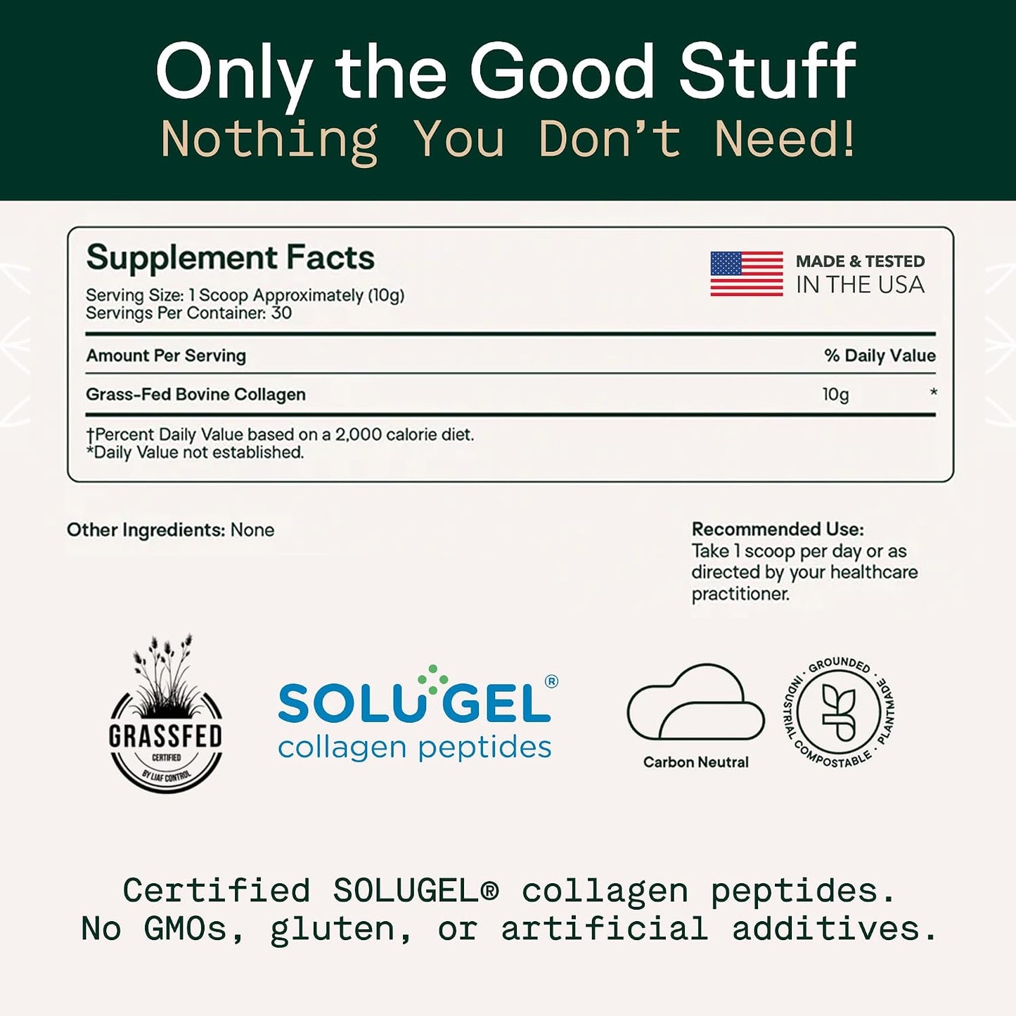 Adapt Naturals Bio-Avail Collagen+, Grass Fed Collagen Peptides, Unflavored | Optimized for Superior Absorption, Naturally-Sourced Collagen Supplement for Women and Men, Dairy Free - 30 Day Supply