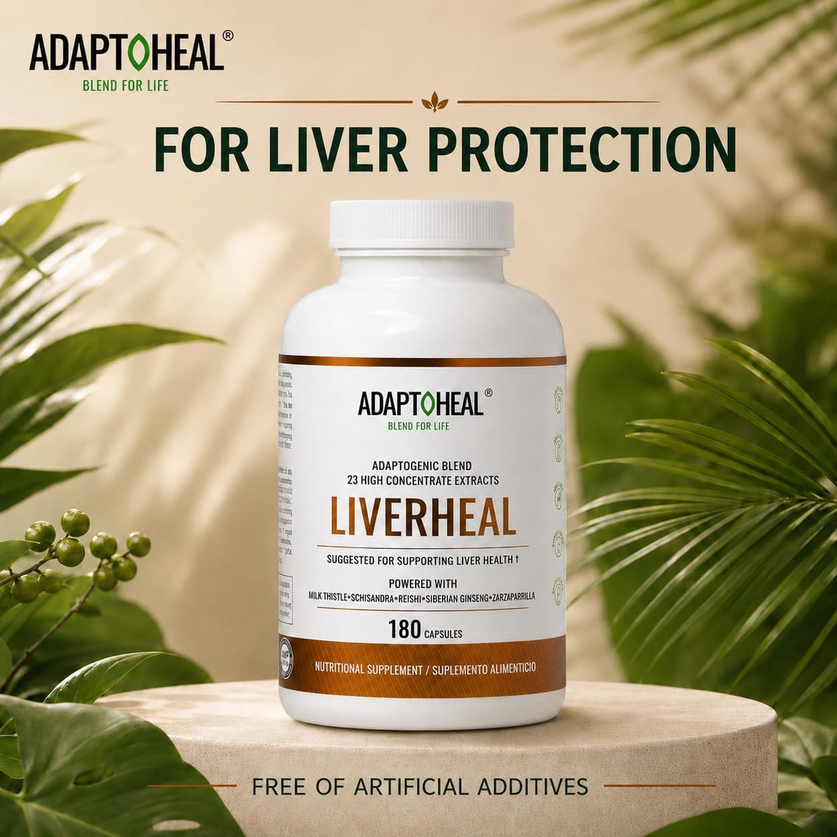 ADAPTOHEAL Liverheal Liver Support Milk Thistle, Turmeric (180 Caps)