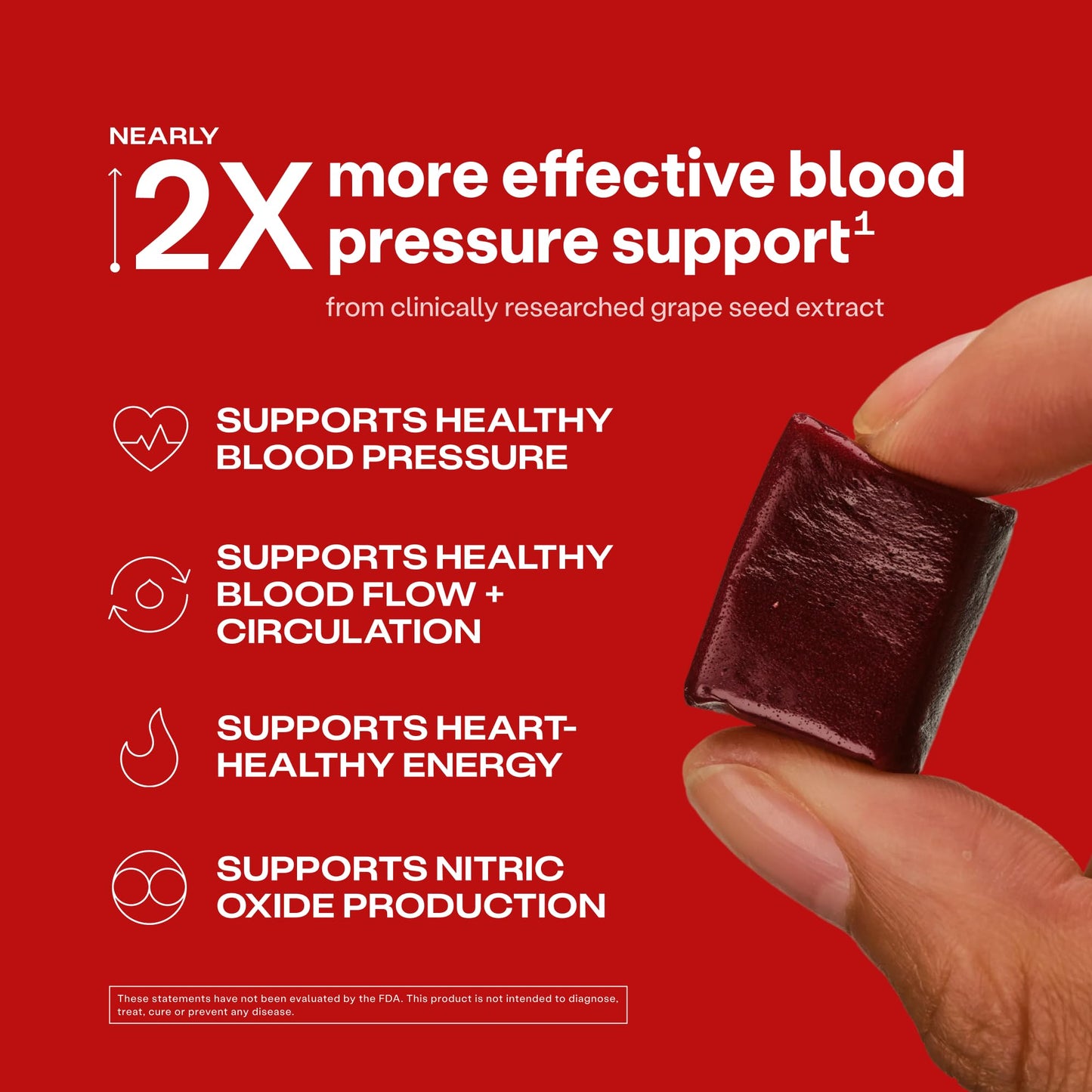 HumanN SuperBeets Heart Chews, Beet Root Powder Support Energy Supplement, Nitric Oxide and Blood Pressure Support, Grape Seed Extract & Non-GMO, Heart Health, Pomegranate Berry Flavor, 60 Count