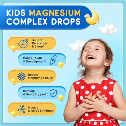 Kids Magnesium Gummies & Liquid Magnesium Glycinate Drops for Kids