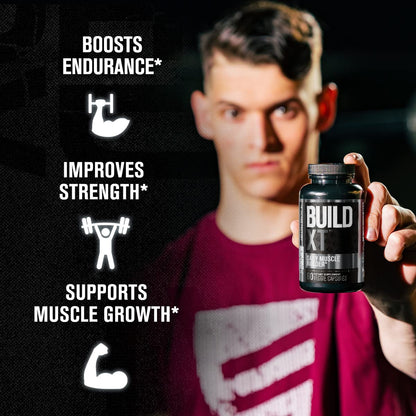 Jacked Factory Nitrosurge Pre-Workout in Cotton Candy & Build XT Muscle Building Bundle for Men & Women