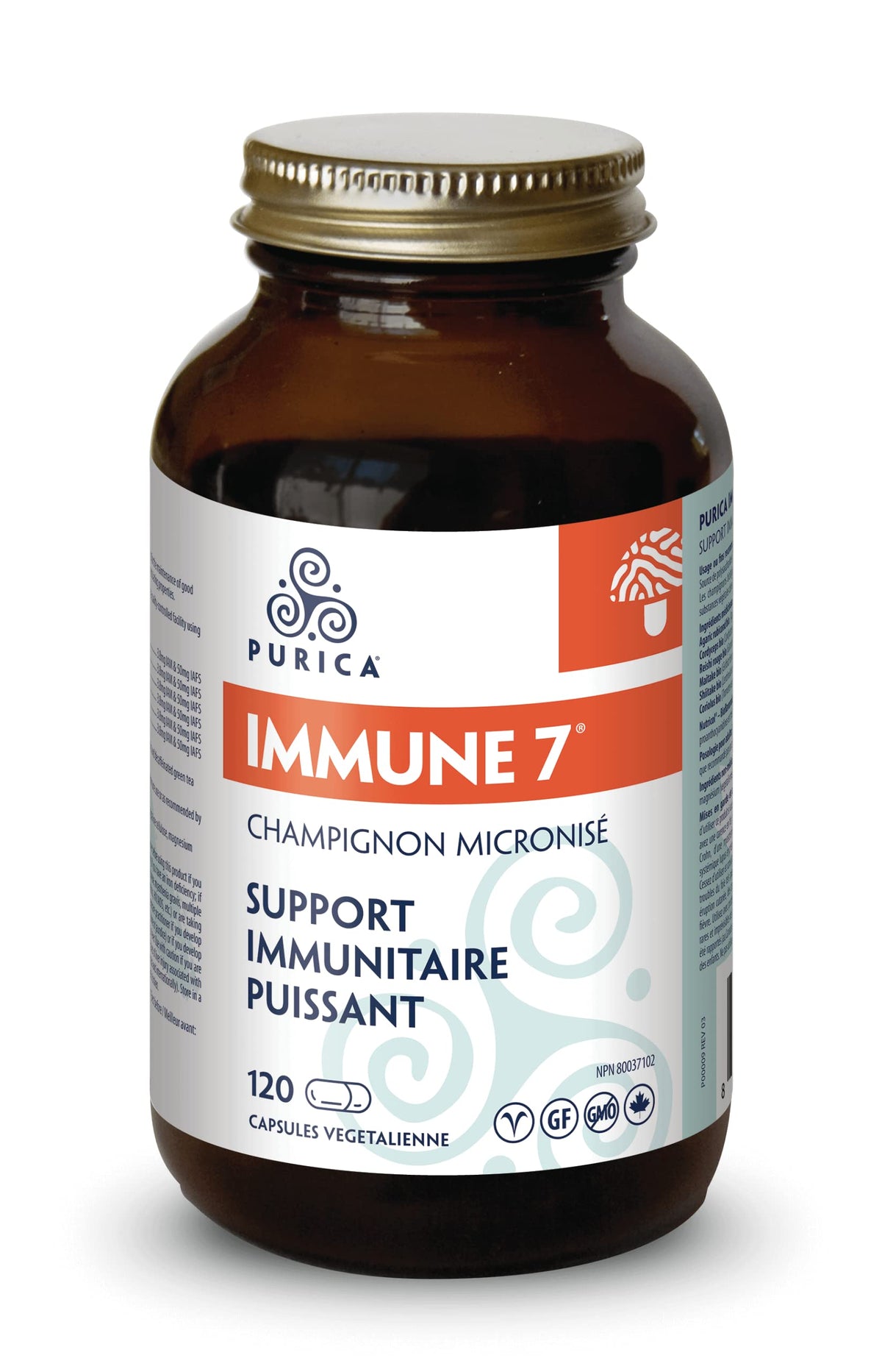 PURICA Mushroom Supplement Complex - Daily Immune Support 7, Turkey Tail