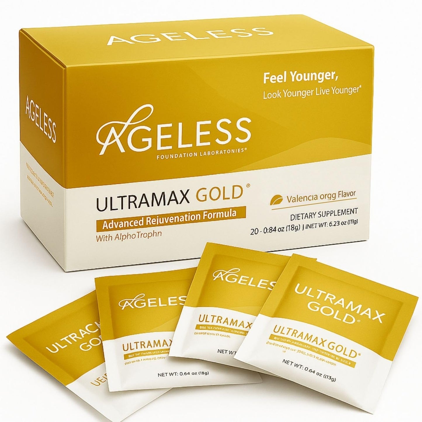 AGELESS™: UltraMAX Gold™ Capsules, HGH Anti-Aging Supplement for Women, Slows Cellular Aging, Supports Immune Health, Smoother Skin Tone and Restorative Sleep, Weight Management, 90 Capsules | Healthy Aging Support, Cellular Energy, Longevity Support, Dai