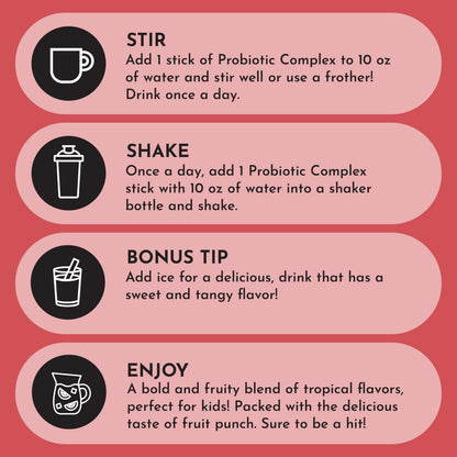 JUST INGREDIENTS Elderberry Lemonade 3-in-1 Probiotic Complex - Prebiotics, Probiotics & Postbiotics - 30 Sticks