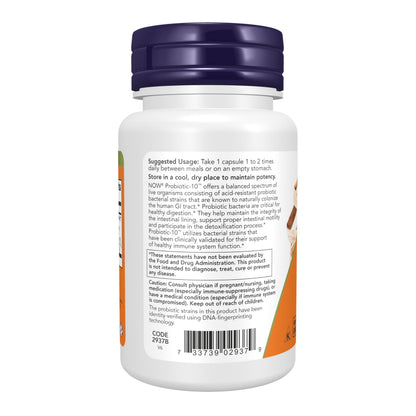 NOW Foods Supplements, Probiotic-10™, 25 Billion, with 10 Probiotic Strains, Dairy, Soy and Gluten Free, Strain Verified, 100 Veg Capsules