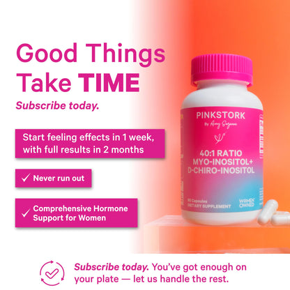 Pink Stork Inositol Supplement for Women, 40:1 Myo & D-Chiro, 30 Servings | Clinically Studied Ratio to Support Hormone Balance, Healthy Ovulation, Cycle Regularity & Fertility