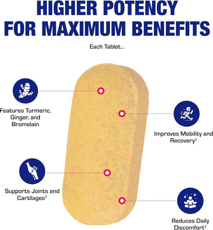 Pro ENZ Joint Support Supplement - Clinical Formula Turmeric Boswellia Supplement for Joint & Cartilage Mobility and Comfort Support Plus Eicosanoid Management with Proteolytic Enzymes (60 Tablets)