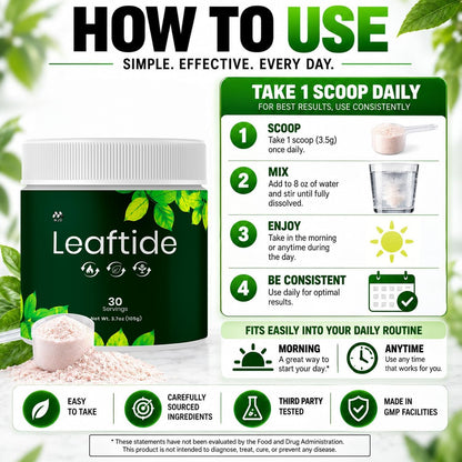 Leaftide Powder, Leaf Tide Weight Management Supplement 3-Pack, 90 Servings