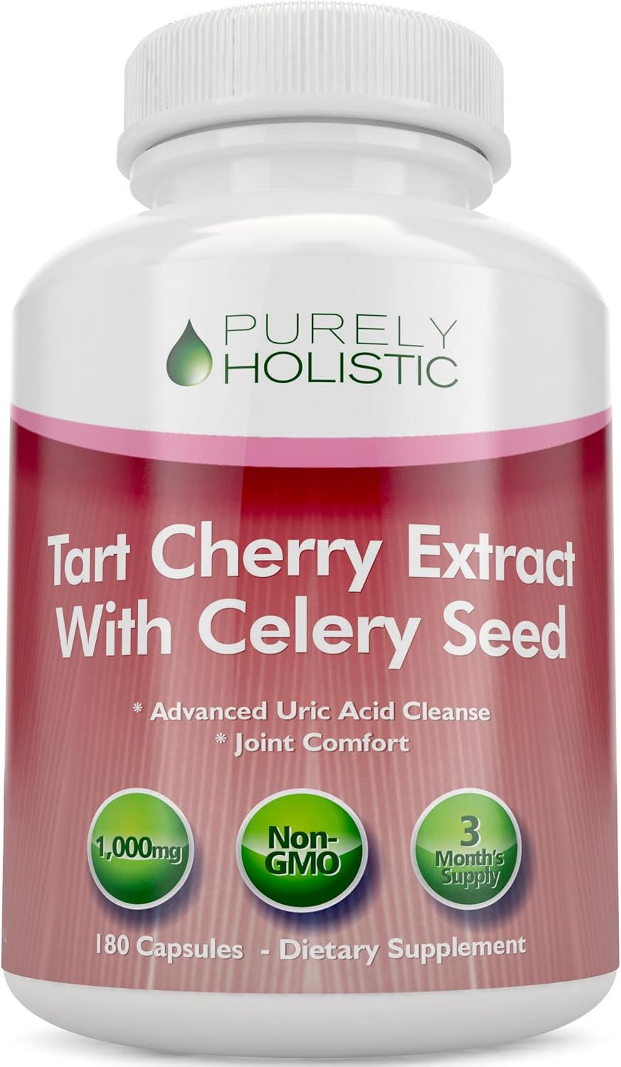 Tart Cherry Capsules with Celery Seed, Uric Acid Support, 3 Month Supply | Premium Montmorency Tart Cherry Extract Capsules, Antioxidant Support for Recovery & Comfort, Non-GMO & Vegetarian, 180 Ct