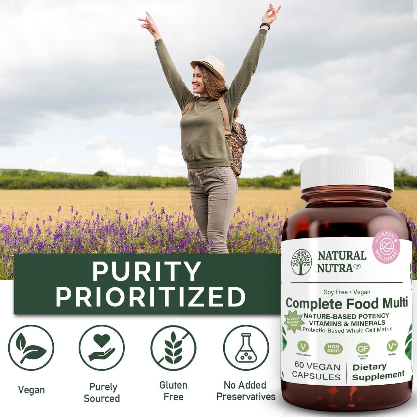 Natural Nutra Whole Food Complete Multivitamin, 60 Capsules | Mineral for Unisex, Energy Booster, Helps Maintain Bone Health, Improves Brain Function & Skin, Helps Enhance Immunity