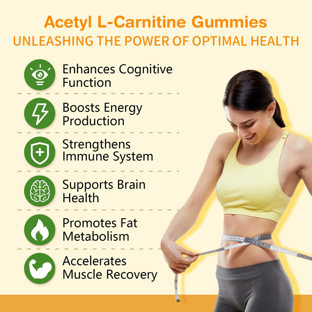 2 Pack Acetyl L-Carnitine Supplement, Natural Nutrition Supplement for Boost Energy, Immunity, Vegan, Orange Flavor, 120 Count