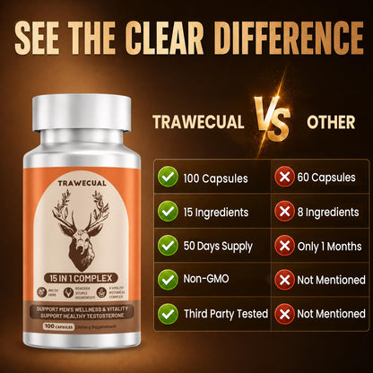 15-in-1 Reindeer Organ Supplement with Arctic Herb for Men, 100 Capsules | 500mg Reindeer Organ Complex with Rhodiola, Nettle, Tongkat Ali, Supports Energy, Stamina & Overall Wellness, 50 Day Supply