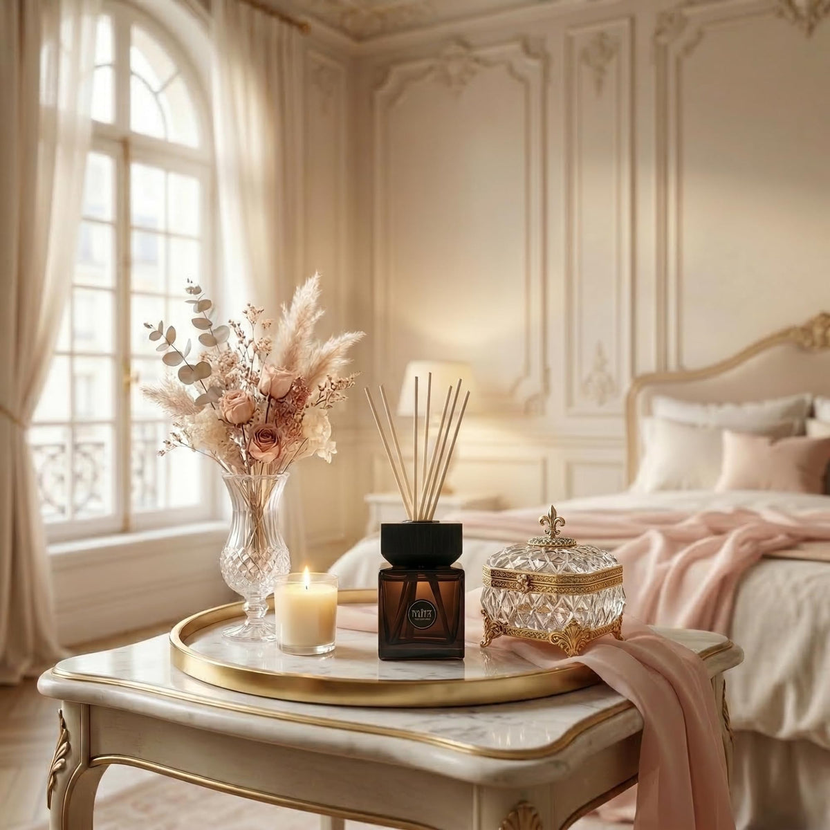 Gulab Jamun by Imjitt - Authentic Thai Botanical Aroma Diffuser with Turkish Rose and White Tea Notes, Featuring Luxury Reed diffusers for Home to Create a Welcoming, Long-Lasting Ambient Scent