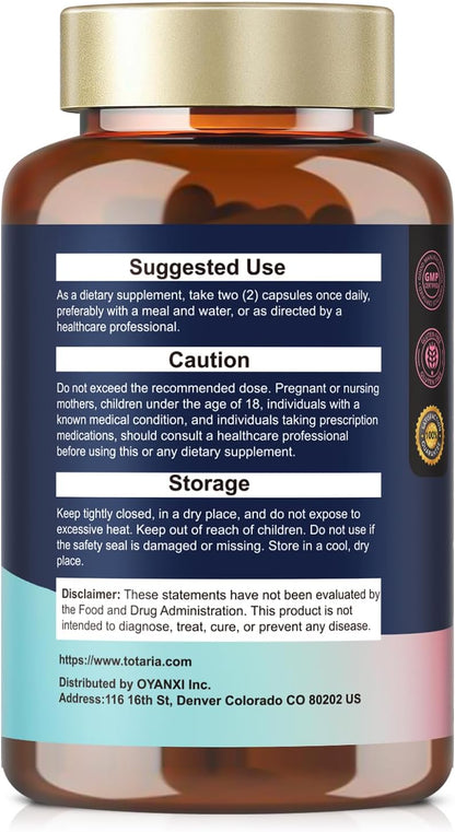 Vaginal Probiotics for Women Vaginal Moisturizer, pH, Odor, Flora, Hormones, Comfort, Mood & Relaxation, 30-in-1 Vaginal Moisture Plus with Slippery Elm Bark, Hyaluronic Acid, Fenugreek - 120 Caps
