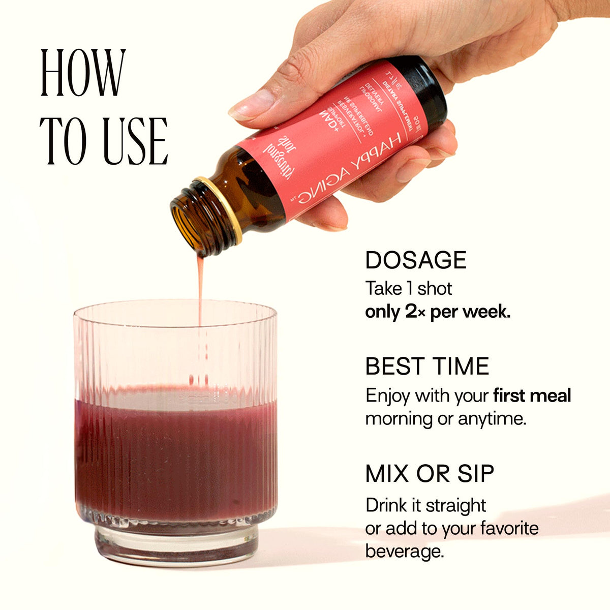 Happy Aging Liquid NAD+ Supplement for Women | Liposomal Nicotinamide Riboside & Resveratrol Shots for Energy, Skin Health & Brain Fog | NMN Alternative with Antioxidants | 10 Shots, 30-Day Supply