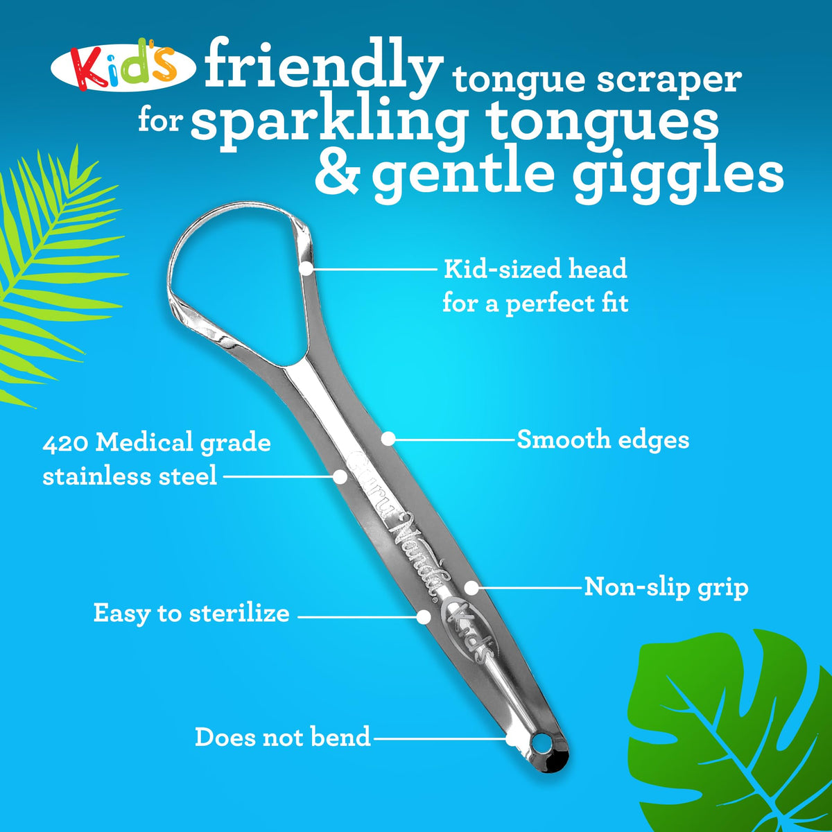 GuruNanda Stainless Steel Tongue Scraper (Pack of 2), Fight Bad Breath, Medical Grade 100% Stainless Steel Tongue Cleaner, Tongue Scraper For Adults and Kids, Great For Oral Care, Travel Friendly