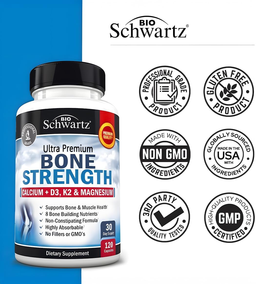 Bone Strength Supplement for Women & Men, 120 Capsules