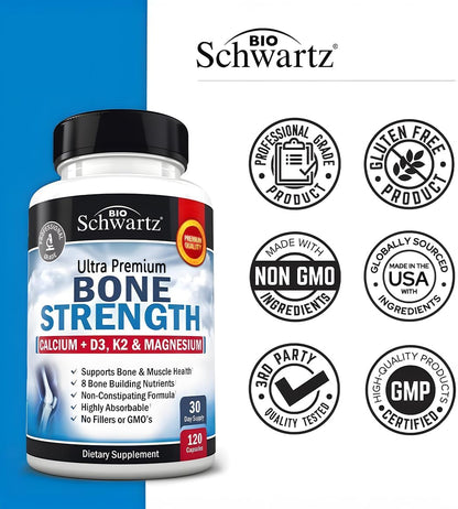 Bone Strength Supplement for Women & Men, 120 Capsules
