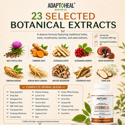 ADAPTOHEAL Liverheal Liver Support Milk Thistle, Turmeric (180 Caps)