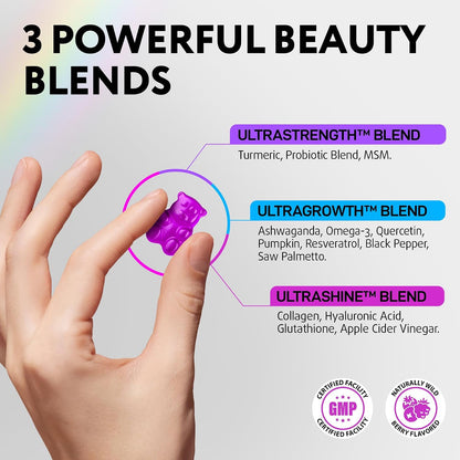 Biotin Gummies for Hair, Skin & Nails - Hair Growth Vitamins Women & Men | 60 pcs - Extra Strength Biotin (Vitamin B7), Collagen, Keratin & DHT Blocker