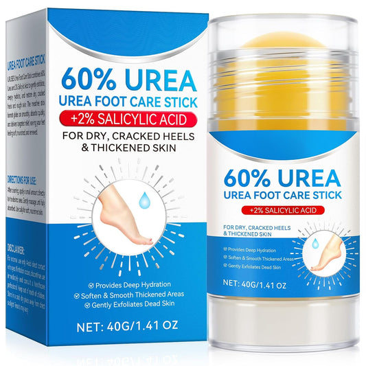 Urea Foot Cream Stick, 60% Urea Cream with 2% Salicylic Acid Foot Care Stick Moisturizer for Dry Cracked Heels, Knees, Hands, Moisturizes & Hydrates Dry Skin, Callus Remover & Skin Softener 1.41 oz