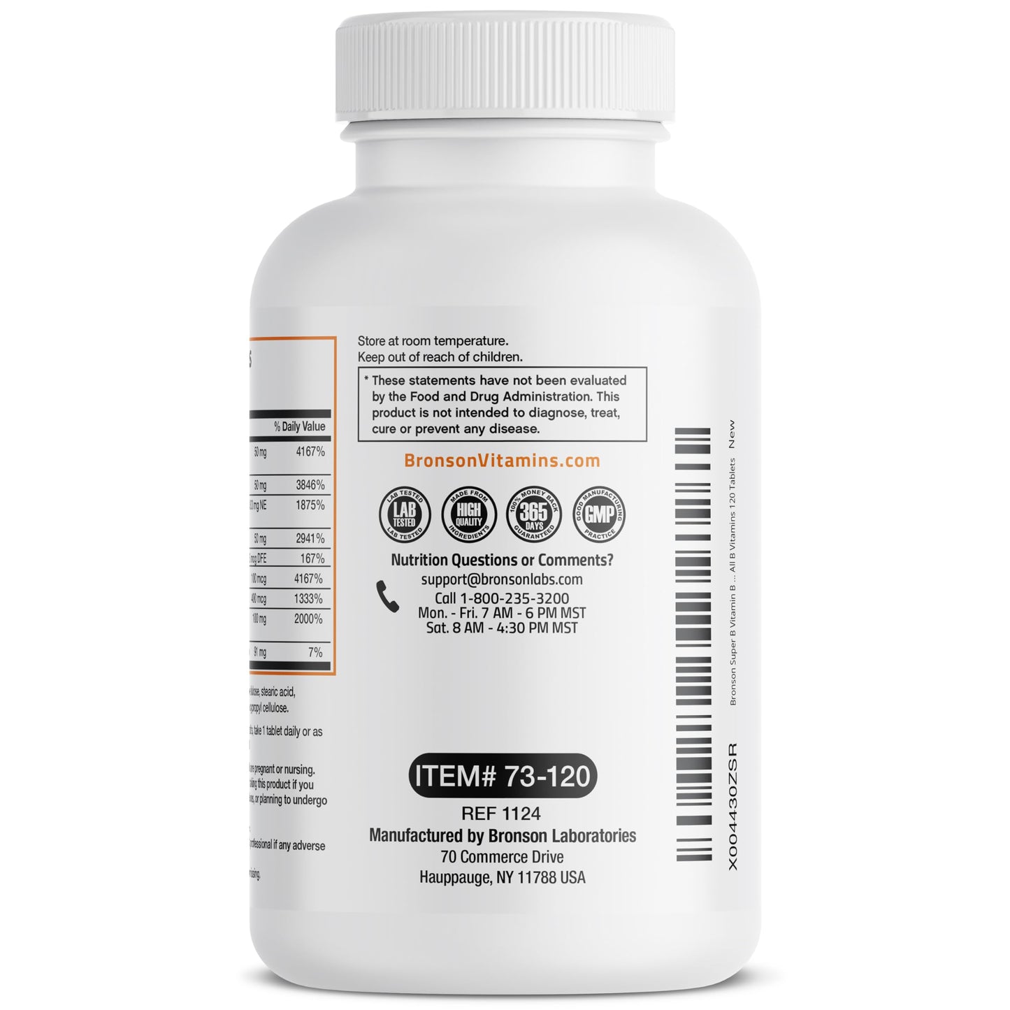 Bronson Super B Vitamin B Complex Sustained Release for Energy, 60 Tablets | B1, B2, B3, B6, Folic Acid, B12, Biotin & Pantothenic Acid, One-Tablet Formula, Non-GMO, Gluten-Free & Soy-Free