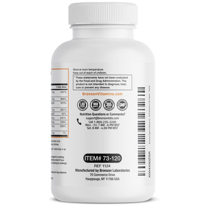 Bronson Super B Vitamin B Complex Sustained Release for Energy, 60 Tablets | B1, B2, B3, B6, Folic Acid, B12, Biotin & Pantothenic Acid, One-Tablet Formula, Non-GMO, Gluten-Free & Soy-Free