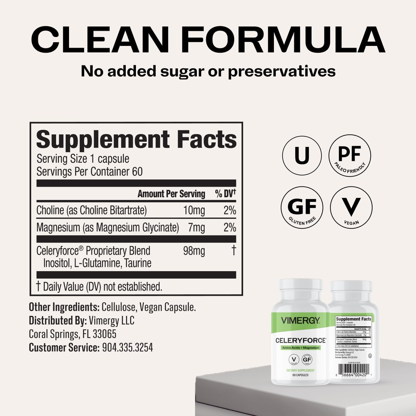 Vimergy Celeryforce – Nutrients and Amino Acids – Supports Your Wellness Routine* – Kosher, Vegan & Gluten-Free – 60 Capsules