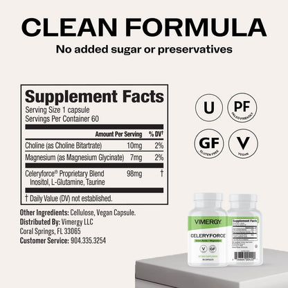 Vimergy Celeryforce – Nutrients and Amino Acids – Supports Your Wellness Routine* – Kosher, Vegan & Gluten-Free – 60 Capsules