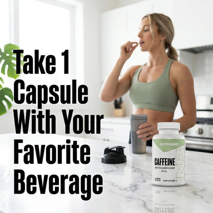 NutraBio 100% Pure Caffeine Capsules (250 Capsules)