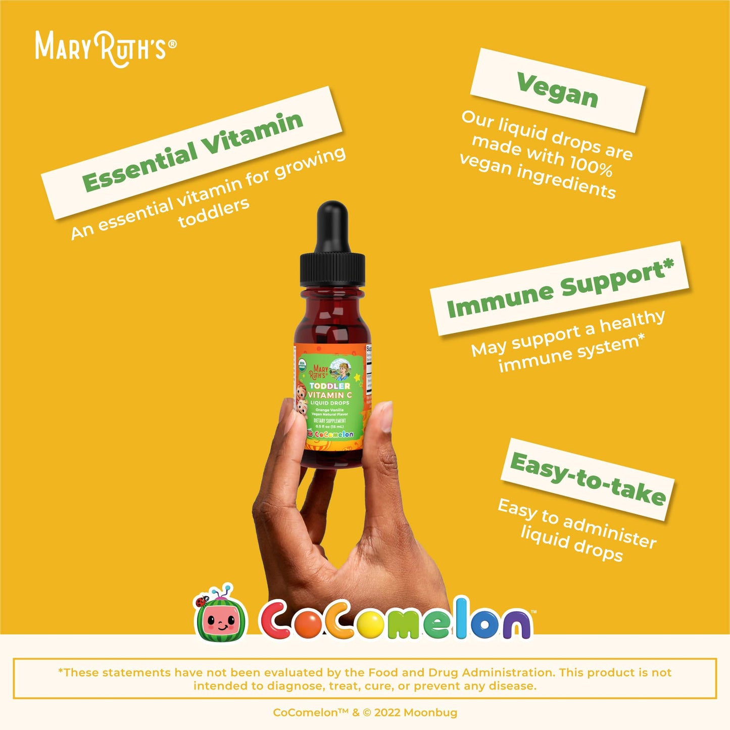 MARYRUTH'S USDA Organic Kids Vitamin C Drops Vegan Vitamin C Immune Support Supplement for Ages 4-13 | Immune Support & Overall Health | Vitamin C from Organic Acerola Fruit Extract | 2oz