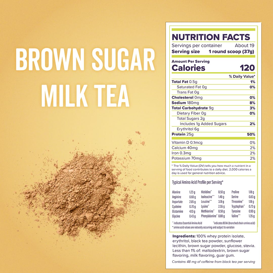FitBites Boba Tea Protein Whey Protein Isolate (Brown Sugar Milk Tea), 5.9g BCAAs