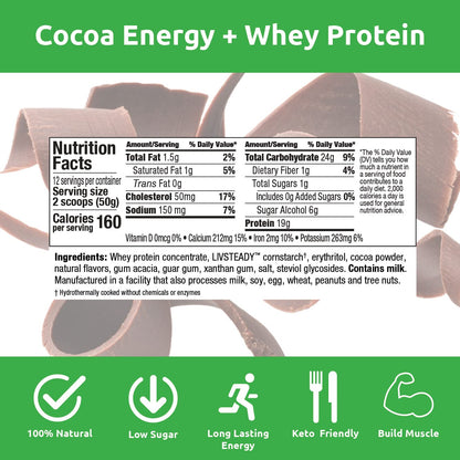 UCAN Energy + Whey Protein Powder - 19g Per Serving with Amino Acids EAAs & BCCAs