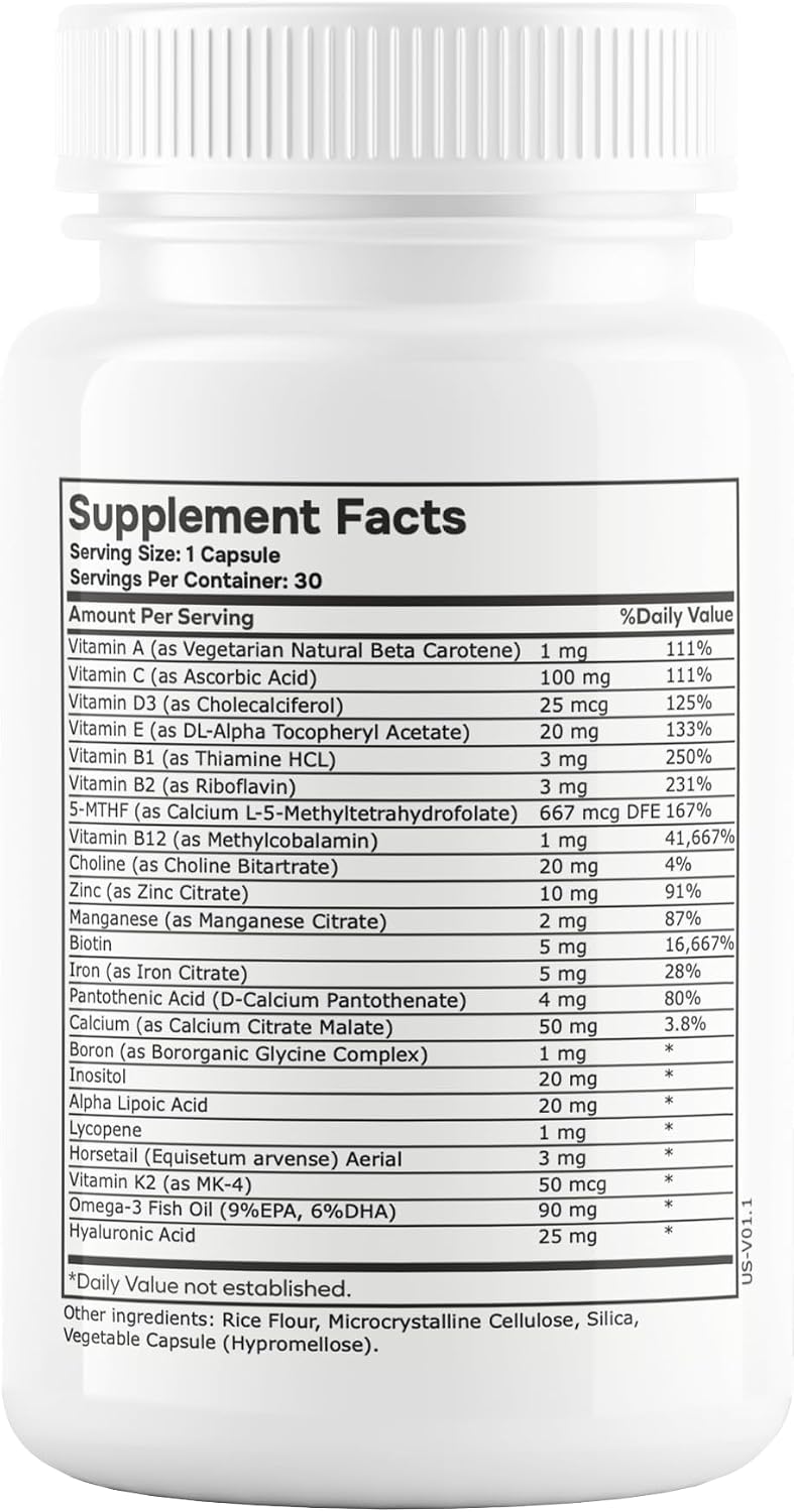 envitamin Womens Methylated Multivitamin Multimineral Horsetail, Iron, Biotin Complex with L Methylfolate for Ultra Absorption