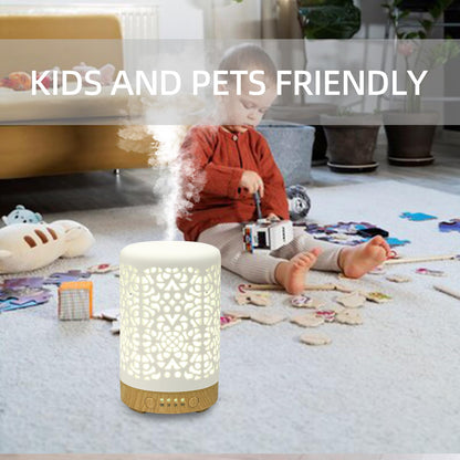 Essential Oil Diffusers, 100ml White Ceramic Diffuser with 7 LED Lights,Ultrasonic Aromatherapy