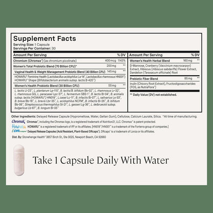 Stonehenge Health Biotics for Women Probiotic 70 Billion CFU, 24 Strains + Prebiotic Fiber, Weight Management, Mood, Digestive, Vaginal & Immune Support, Non-GMO, 30 Delayed-Release Veg Caps (2 Pack)