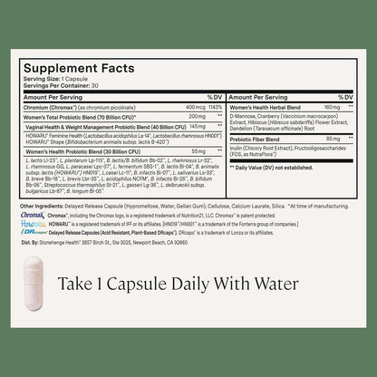 Stonehenge Health Biotics for Women Probiotic 70 Billion CFU, 24 Strains + Prebiotic Fiber, Weight Management, Focus & Mood, Digestive, Vaginal & Immune Support, Non-GMO, 30 Delayed-Release Veg Caps